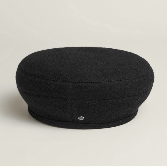 Hermes Saint-Honore Beret Cashmere 58 Black - Picture 2 of 8
